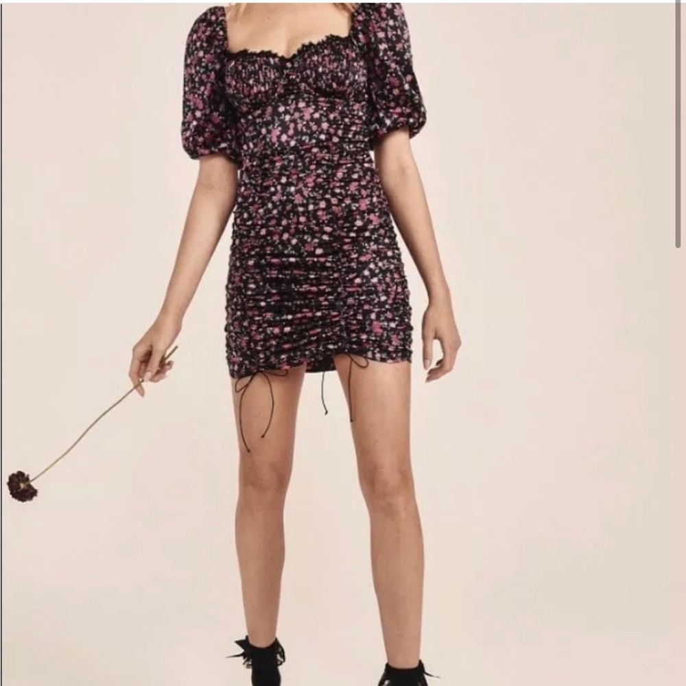 For Love & Lemons Melrose Floral Black Dress